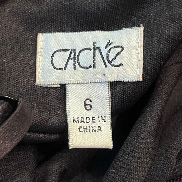 Cache Women's Size 6 Black Spaghetti Strap Mini Length Elegant Cocktail Dress - Picture 2 of 10